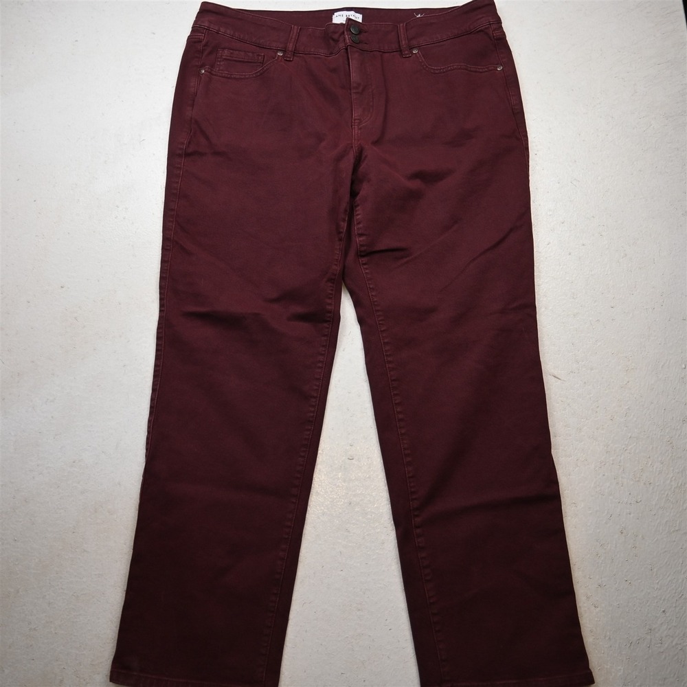 Lane Bryant 18 High Rise Tighter Tummy Straight Maroon Red Stretch Womens Jeans